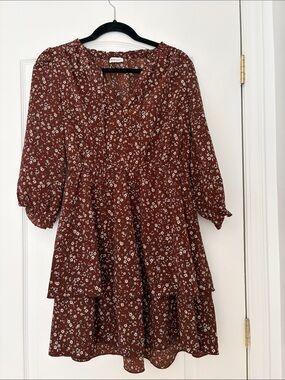 Floral Rust Tiered Dress